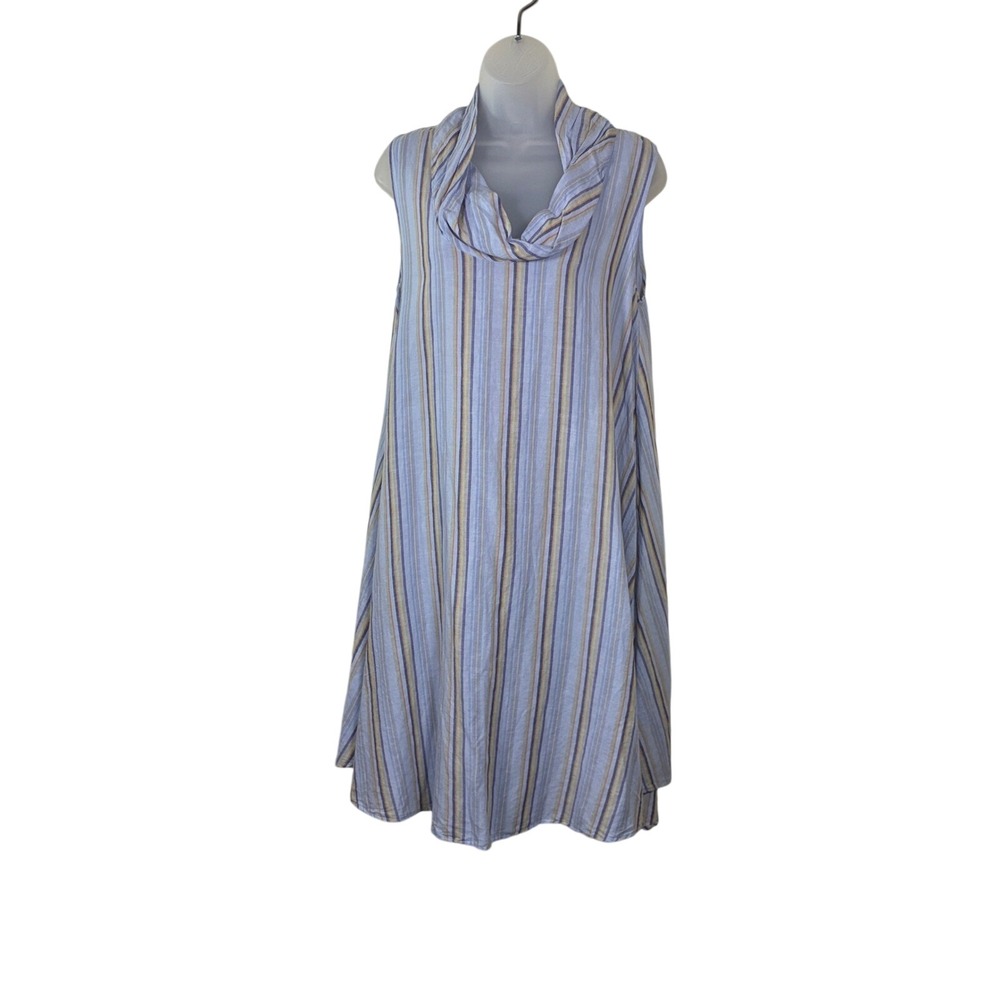 Luna Luz‎ Dress S Linen striped pull on beach coastal vacation cruise resort